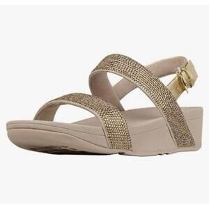 Fitflop Sandals Women’s 9 gold   sequin  summer  comfort flipflop wedge beach